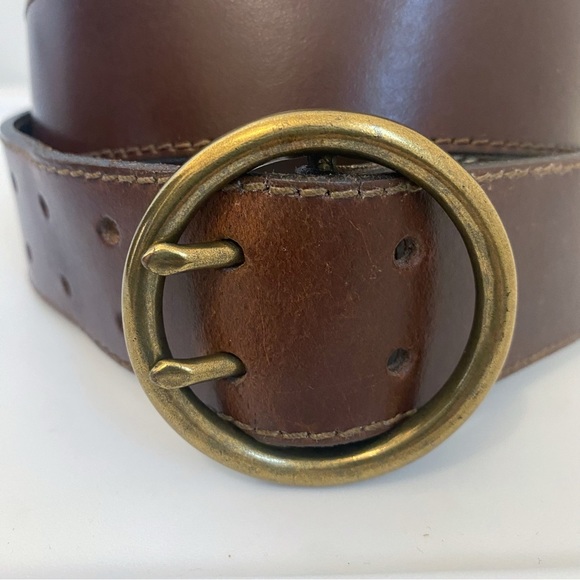 Brown Leather Two Prong Belt - Picture 2 of 7